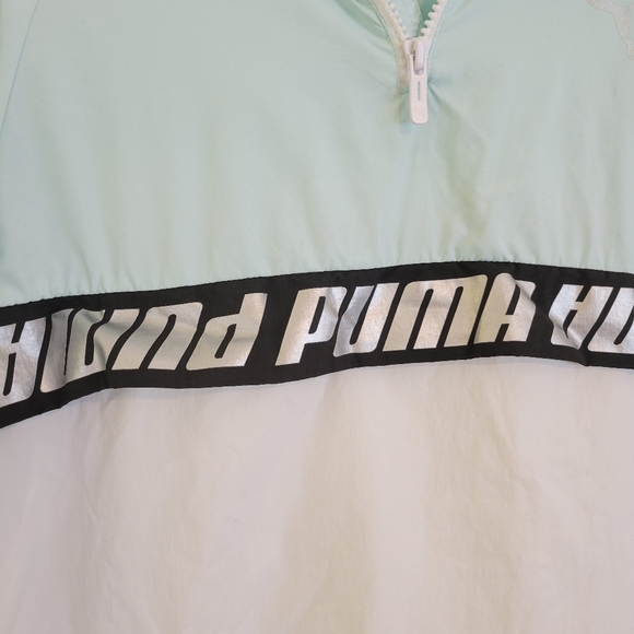 Puma White Mint Teal Windbreaker Pullover Jacket Sporty XS - Picture 4 of 9